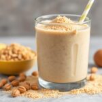 Whip up a creamy peanut butter powder smoothie delight.