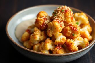 Crispy sticky sesame cauliflower, a flavor-packed delight.