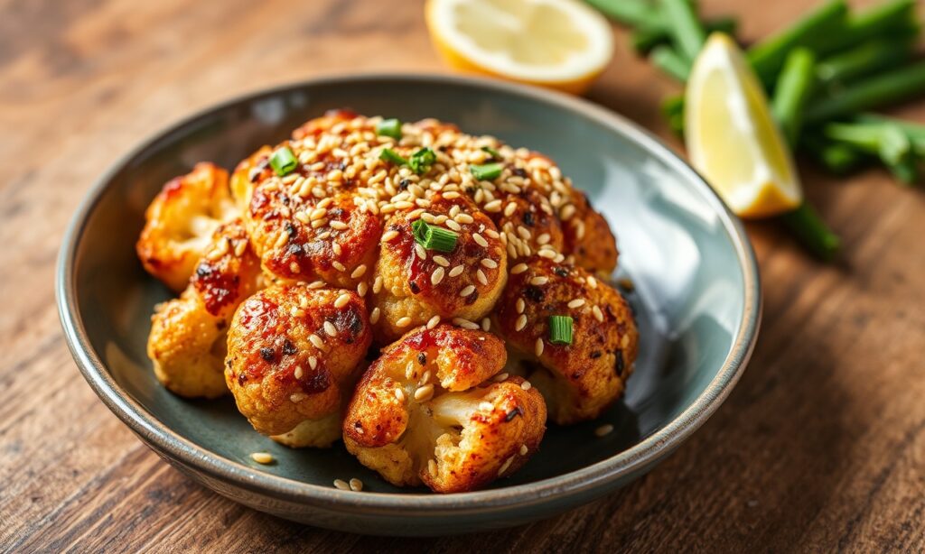 Crispy sticky sesame cauliflower, a wholesome and flavorful delight.