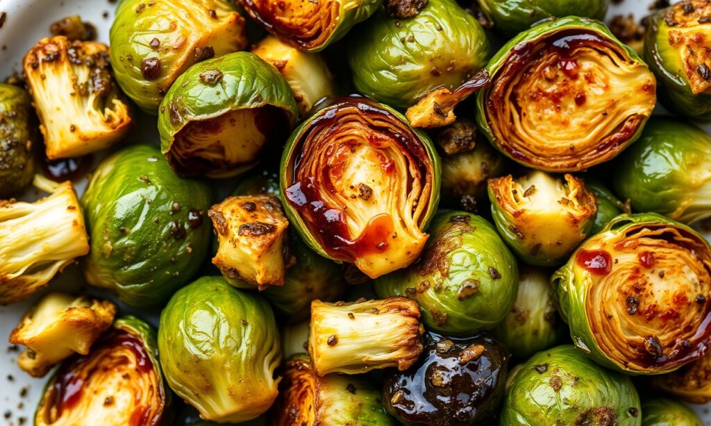 Mastering Balsamic glazed Brussels sprouts: sweet, tangy, crispy perfection.