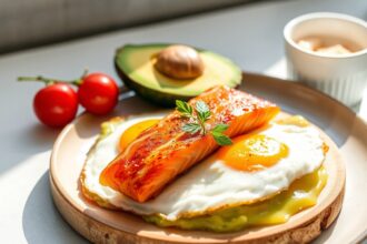 Sunny Mornings: Fried eggs, avocado, smoked salmon breakfast delight.