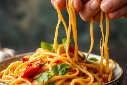 Fiery chili garlic noodles: perfect savory dish recipe.
