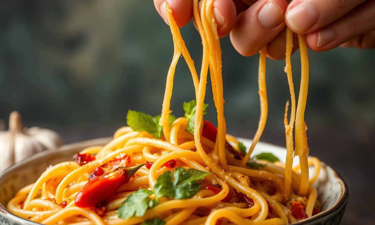 Fiery chili garlic noodles: perfect savory dish recipe.