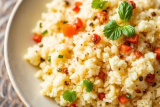 Mediterranean cauliflower rice: flavorful, low-carb twist recipe.