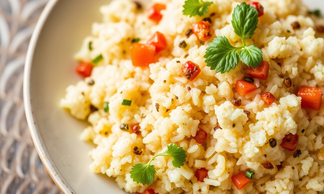 Mediterranean cauliflower rice: flavorful, low-carb twist recipe.