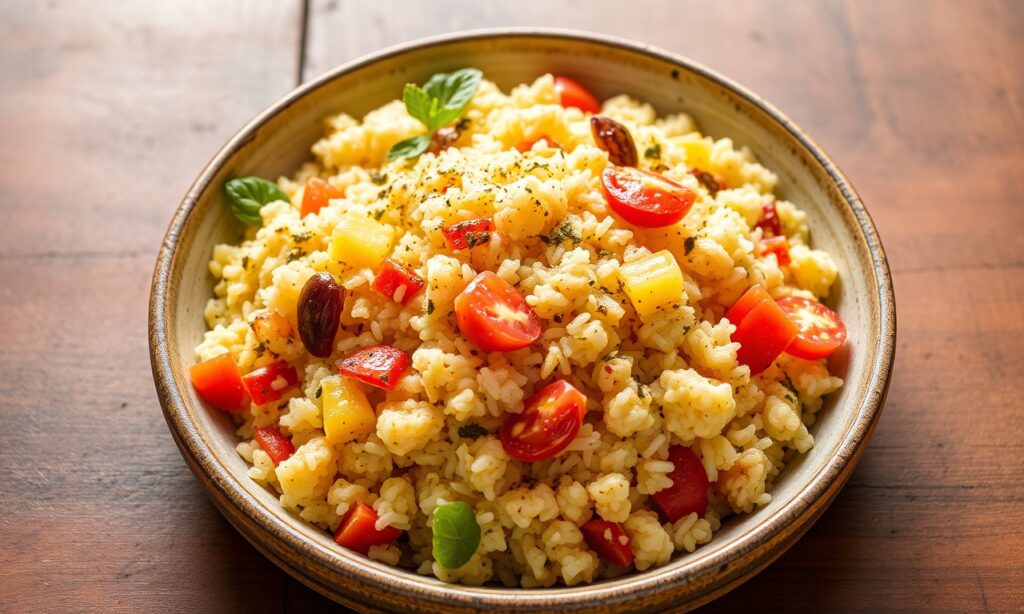 Flavorful Mediterranean Cauliflower Rice recipe for a healthy low-carb meal.