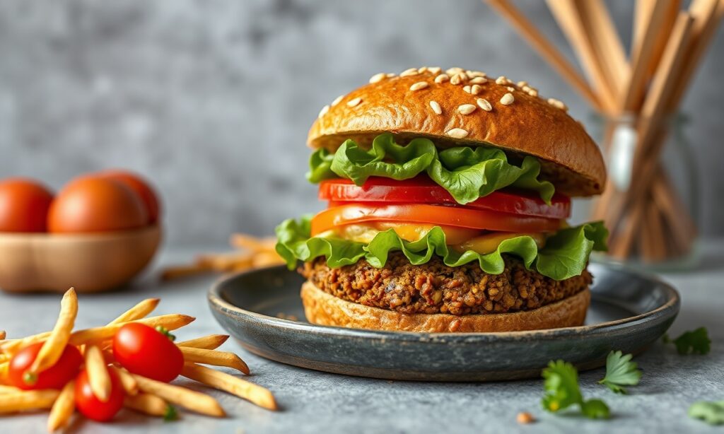 Delicious, easy lentil burgers: nutritious and tasty plant-based meal.
