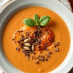 Perfect creamy tomato soup, silky and savory comfort.