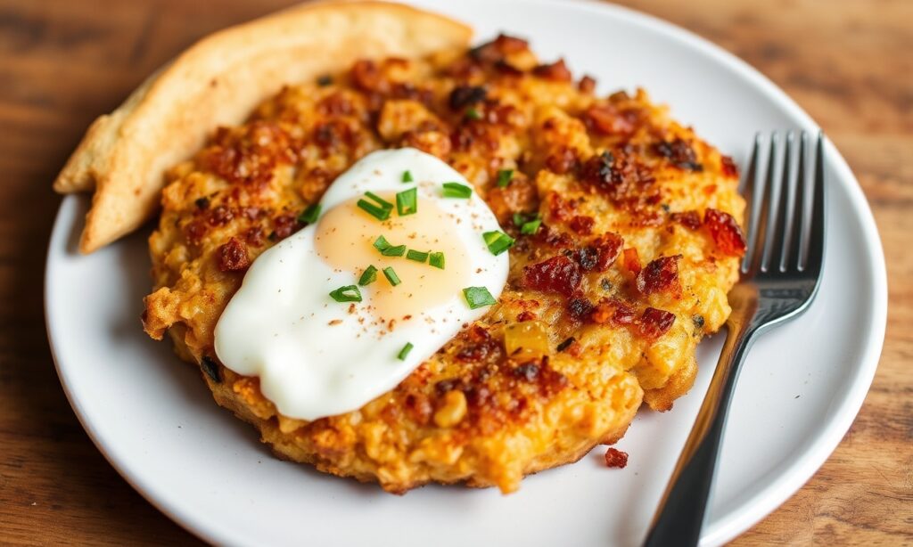 Crunchy homemade spiced hash browns, golden and crispy perfection.