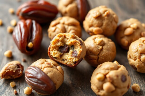 Irresistible peanut butter cookie dough date bites, a healthy dessert.