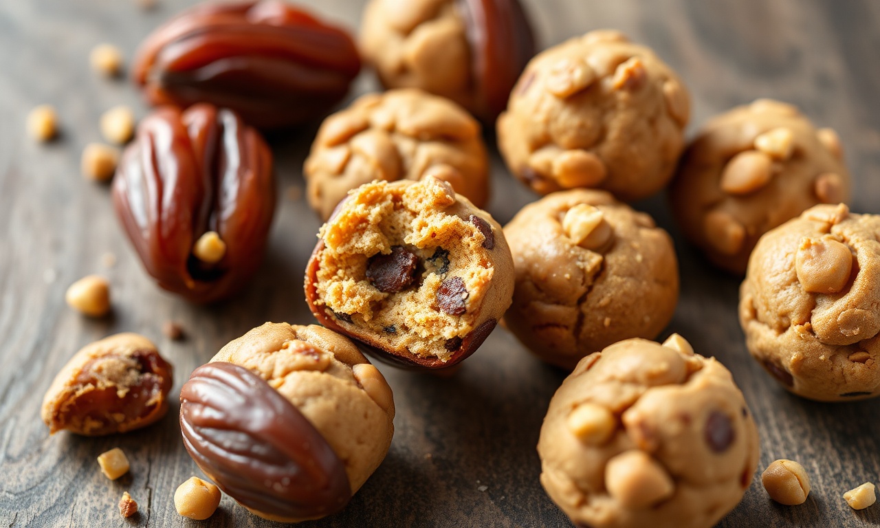 Irresistible peanut butter cookie dough date bites, a healthy dessert.
