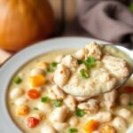 Wholesome white chicken chili bowl, a comforting and flavorful meal.