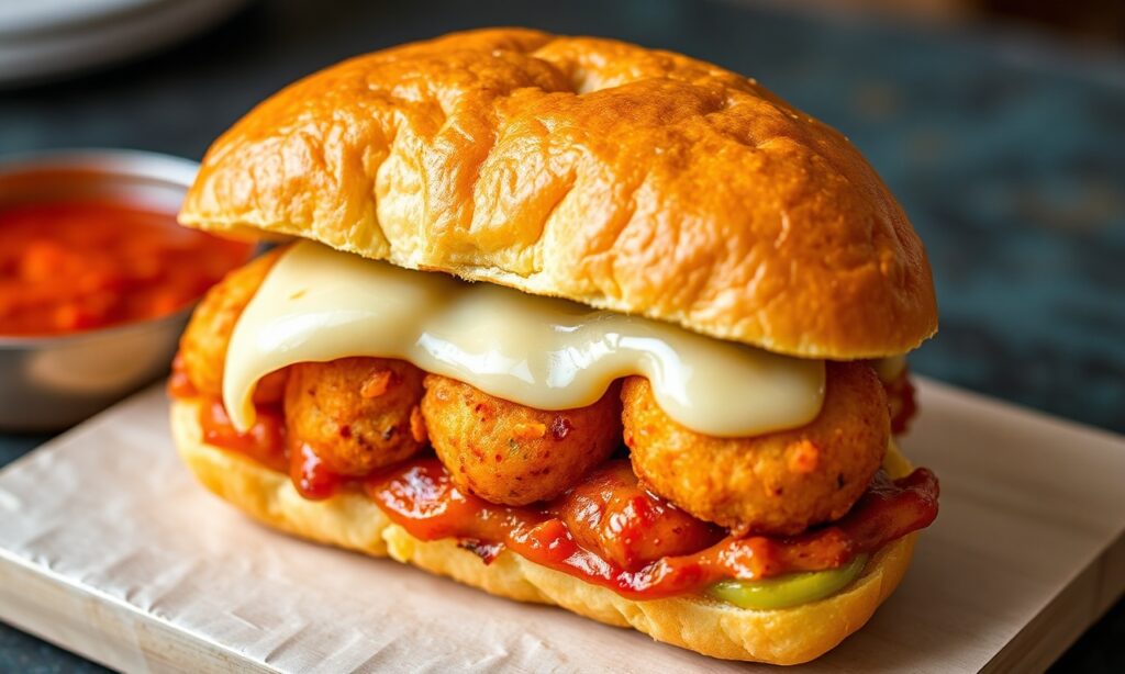 Bold spicy vada pav, Mumbai street food sandwich.