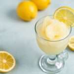 Zesty lemon sorbet refreshing summer treat.