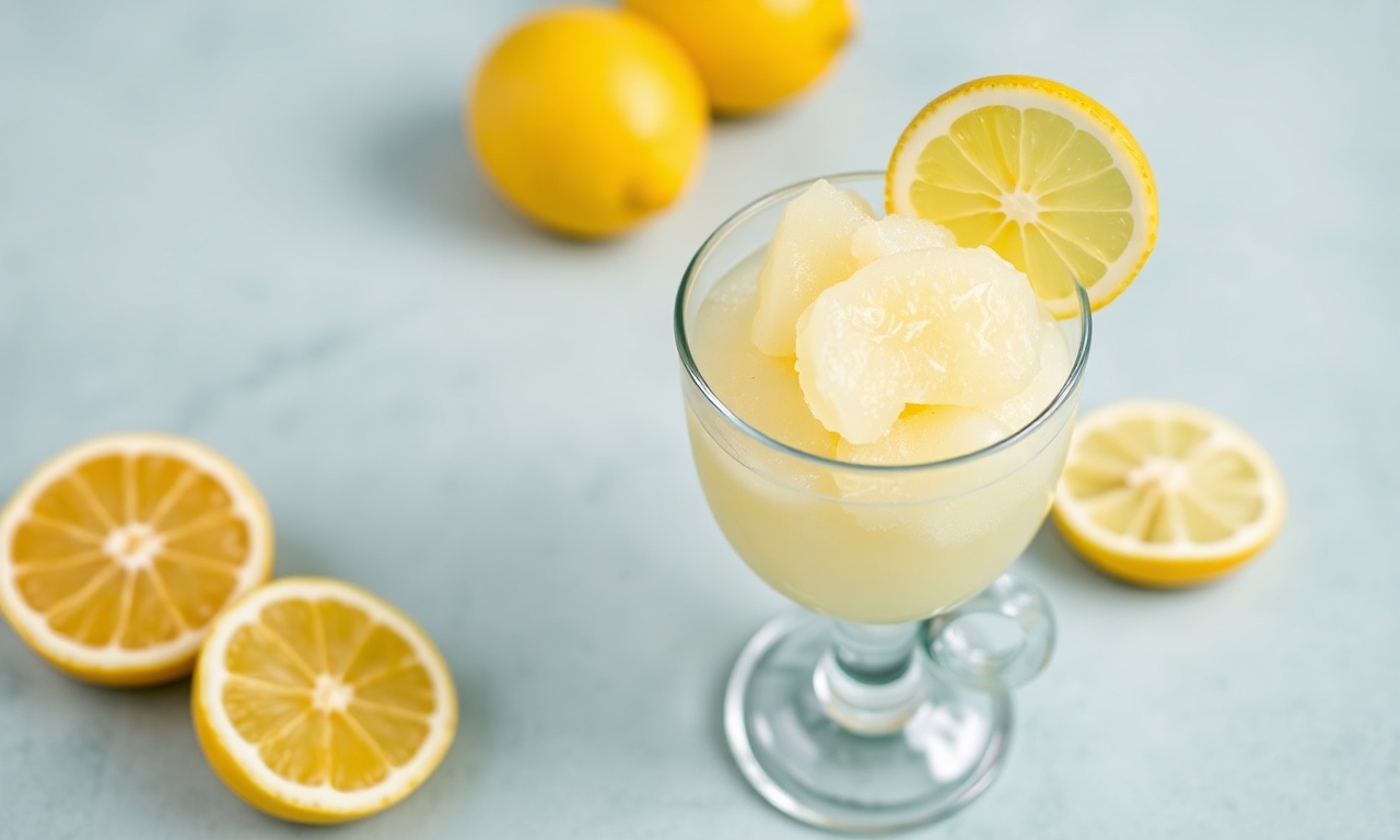 Zesty lemon sorbet refreshing summer treat.