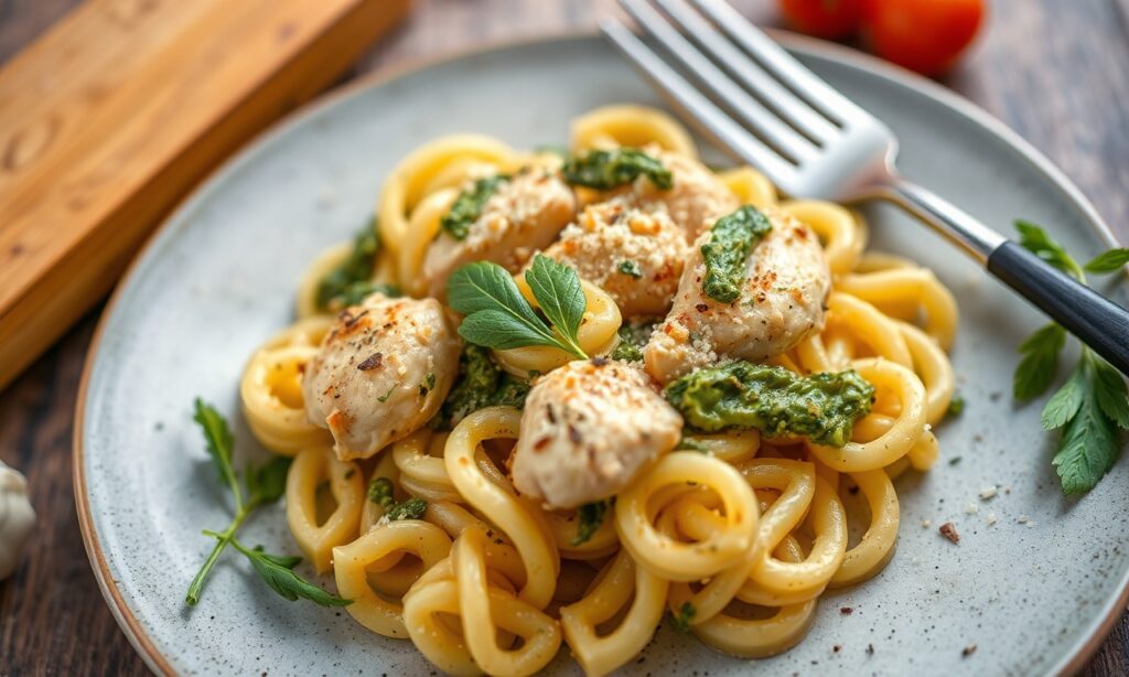Savor pesto gnocchi with chicken: a flavorful, ultimate dish.