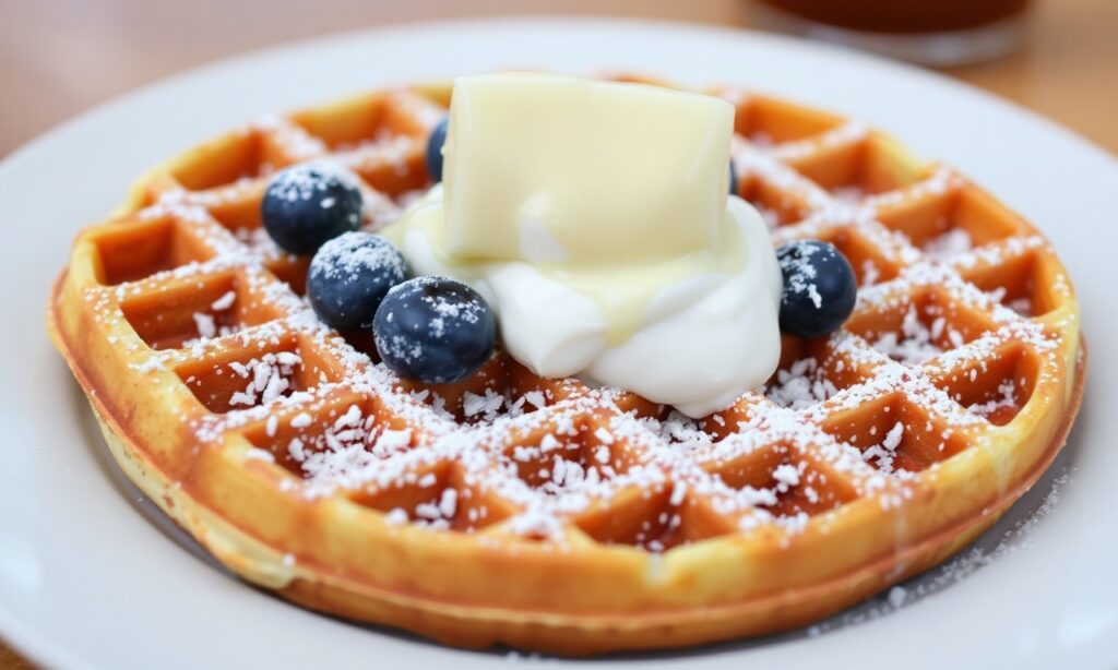 Fluffy gluten-free vegan waffles: crispy, healthy morning treat.