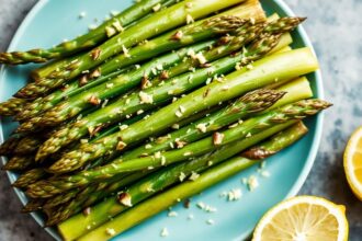 Asparagus bright with lemon: perfect air fryer side dish.