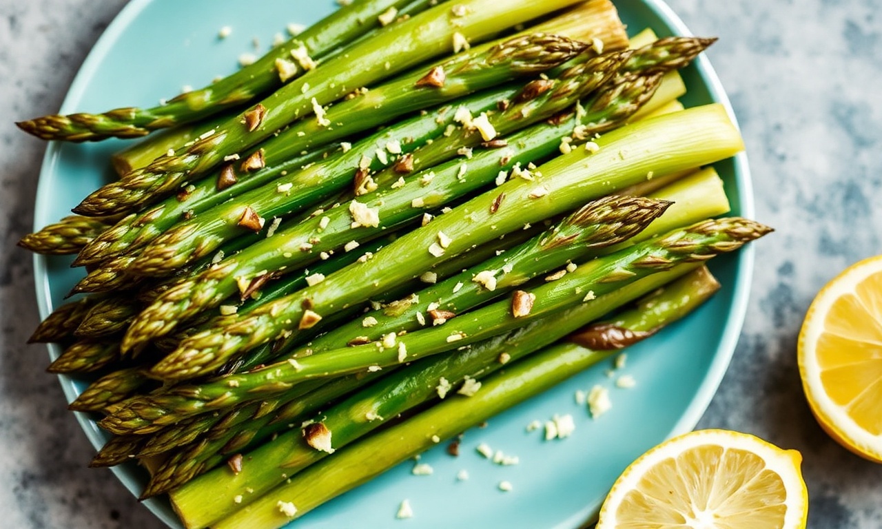 Asparagus bright with lemon: perfect air fryer side dish.