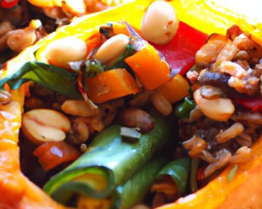 Hearty Stuffed Roasted Vegetables with Nutty Fonio Grain