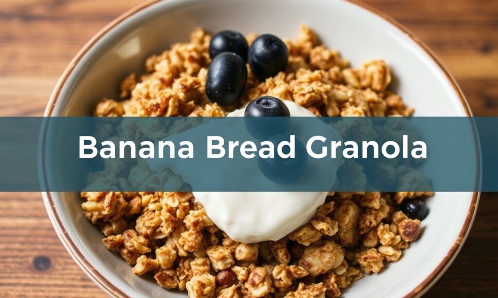 Crunchy banana bread granola: a delicious comfort food recipe.