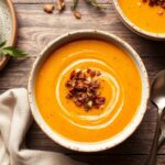 Velvety roasted sweet potato soup, a comforting autumn dish.