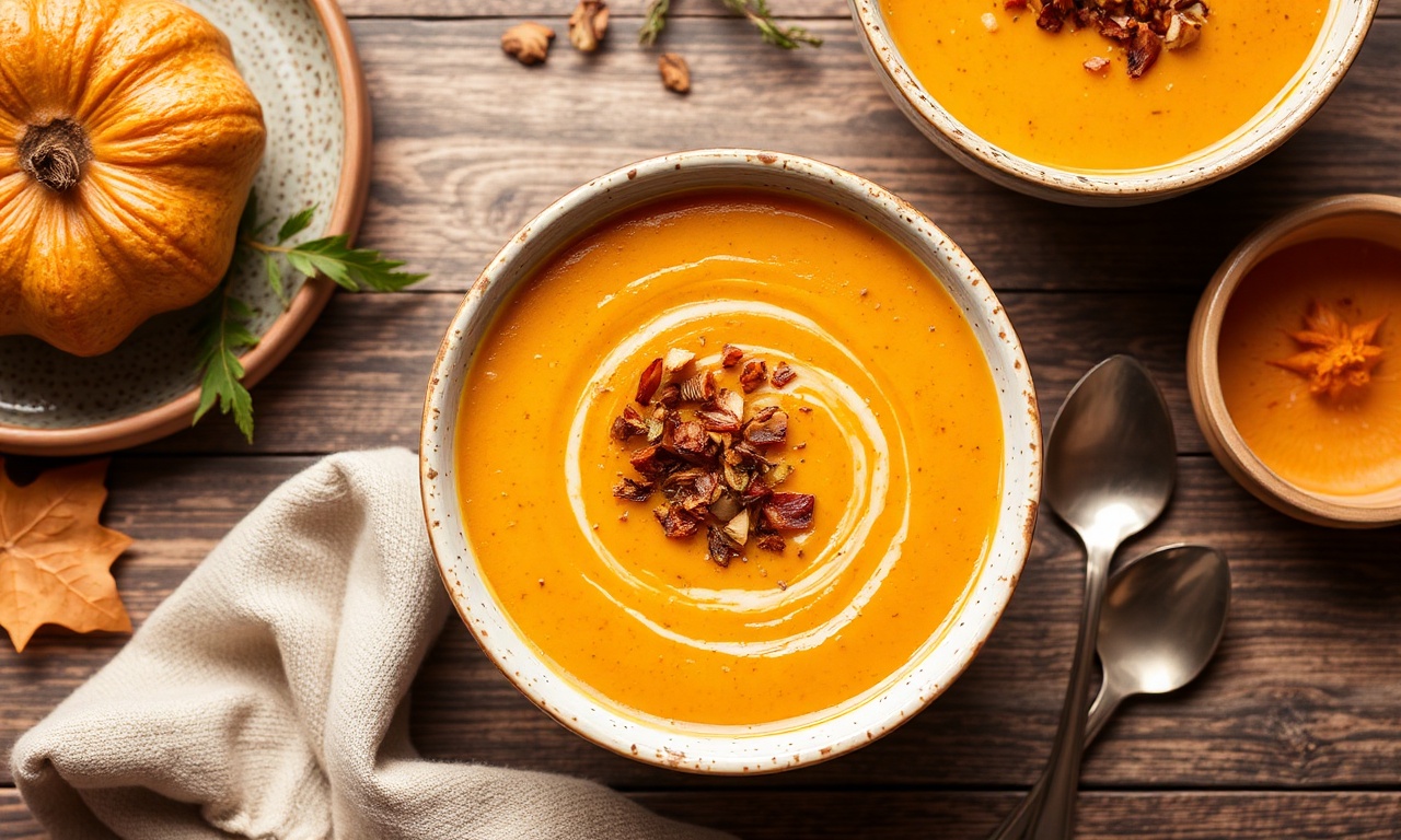 Velvety roasted sweet potato soup, a comforting autumn dish.
