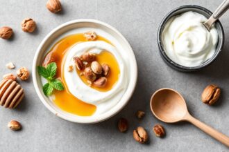 Perfect Trio: Greek yogurt, honey, walnut delight recipe image.