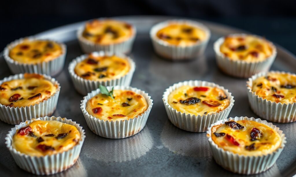 Bite-sized bliss: mini crustless quiches, big flavor.