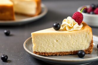 Decadent gluten-free cheesecake slice, perfect for dessert lovers.