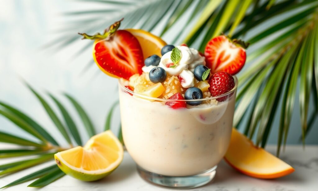 Piña Colada smoothie bowl: tropical bliss for a delicious morning.