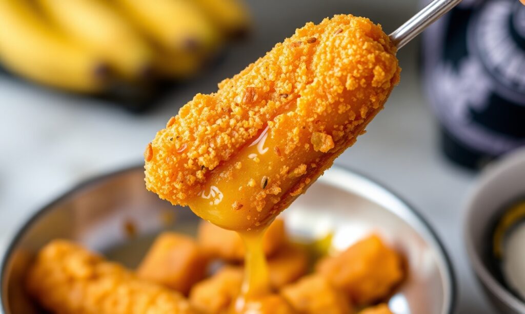 Crispy delight: golden Indonesian pisang goreng story.