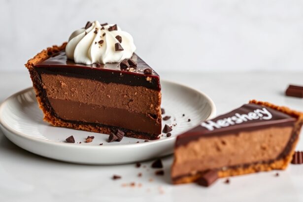 Decadent Hershey pie: a rich chocolate dessert slice.