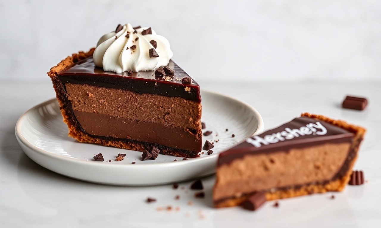Decadent Hershey pie: a rich chocolate dessert slice.