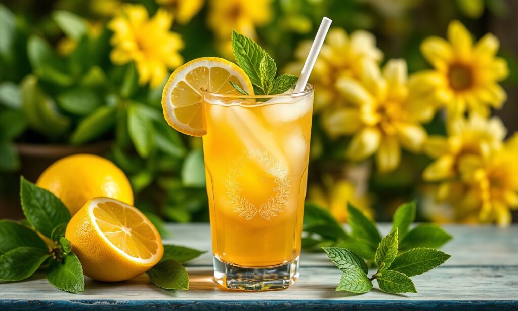 Zesty lemon vanilla iced tea for a refreshing summer sip.
