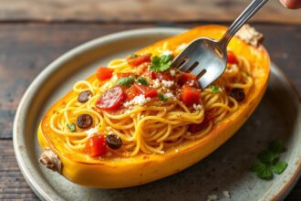 Keto spaghetti squash boats: a delicious low-carb meal.