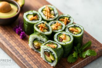 Fresh flavorful vegan avocado cucumber sushi rolls guide.