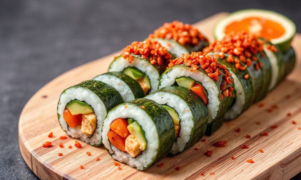 Fresh Flavorful — Fresh, flavorful vegan avocado cucumber sushi rolls recipe.