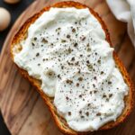 Creamy ricotta toast delight on crunchy bread.