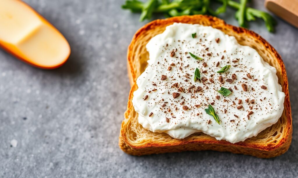 Creamy ricotta toast: golden crunch meets delightful comfort.