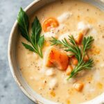Creamy salmon chowder, a hearty and comforting coastal dish.