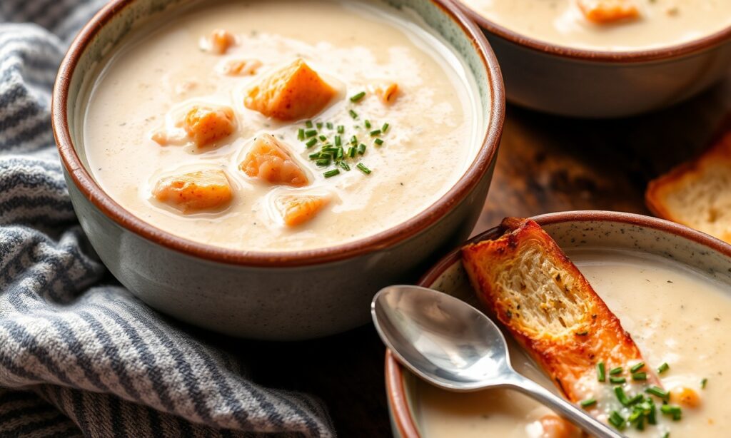 Creamy salmon chowder, a rich and comforting coastal dish.