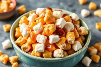 Sweet Layers: Marshmallow caramel corn, a delicious sweet treat.