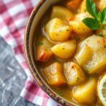 Zesty Greek lemon potato stew, a flavorful citrus classic.