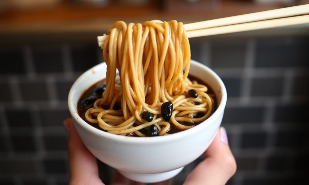 Jajangmyeon Unveiled: Savory black bean noodles in East Asian street food scene.