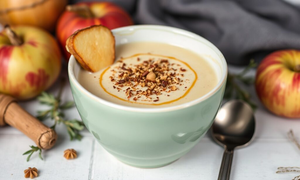 Cozy Blend: Wholesome parsnip apple soup, a comforting seasonal delight.