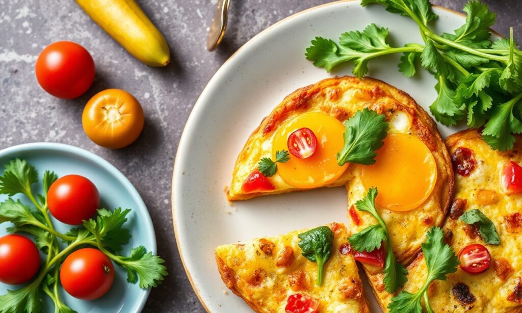Colorful veggie frittata bursting with fresh ingredients and nutrients.