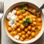 Creamy coconut chickpea curry, vegan, gluten-free, delicious.
