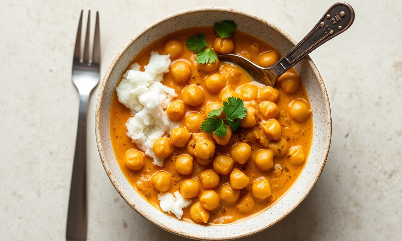 Creamy coconut chickpea curry, vegan, gluten-free, delicious.
