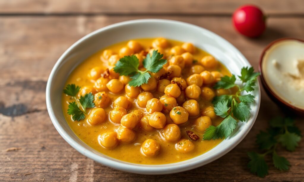 Creamy coconut chickpea curry: vegan, gluten-free, velvety hug.